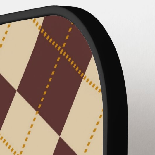 Braun Beige Herbst Raute Diamant Muster Pickleball Schläger (Linke Seite)