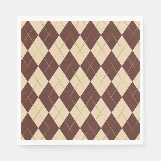 Braun Beige Herbst Raute Diamant Muster Serviette (Vorderseite)