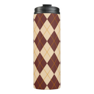 Braun Beige Herbst Raute Diamant Muster Thermosbecher