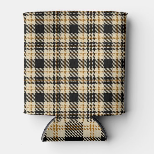 Braun Beige Kariertes Muster Dosenkühler (Vorderseite)
