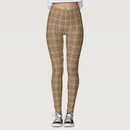 Braun Beige Kariertes Retro-Farbdesign Leggings