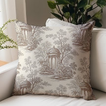 Braun Beige Klassisches Toile de Jouy Muster Vinta