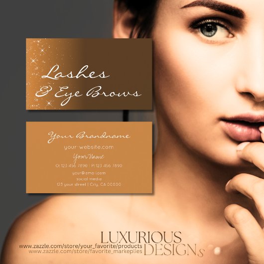 Braun Beige mit Glitzer Stars Beruflich Einfach Visitenkarte