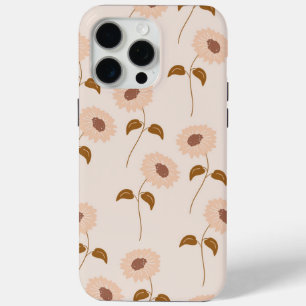 Braun Beige Retro Y2K Hippie Sonnenblumen Muster Case-Mate iPhone Hülle