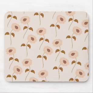 Braun Beige Retro Y2K Hippie Sonnenblumen Muster Mousepad