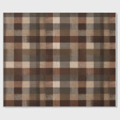 Braun Beige Rustikale Holzhütte Karomuster Geschenkpapier (Flach)