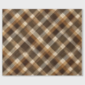Braun Beige Rustikale Holzhütte Karomuster Geschenkpapier (Flach)