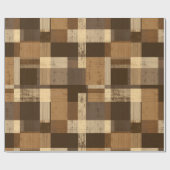 Braun Beige Rustikale Holzhütte Karomuster Geschenkpapier (Flach)