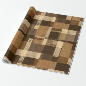 Braun Beige Rustikale Holzhütte Karomuster Geschenkpapier (Ungerollt)