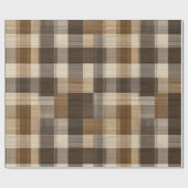 Braun Beige Rustikale Holzhütte Karomuster Geschenkpapier (Flach)