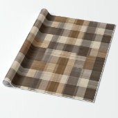 Braun Beige Rustikale Holzhütte Karomuster Geschenkpapier (Ungerollt)
