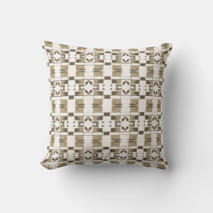 Braun-beige Schachbrettmuster kleine Kunstfliesen Kissen
