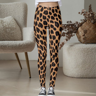 Braun Beige Schwarz Flecken Muster Safari Leoparde Leggings