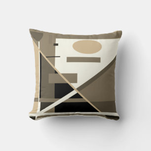 Braun Beige Schwarz Geometrisches Abstraktes Kunst Kissen