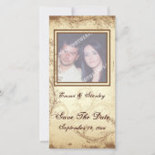Braun-beige Scrollblatt-Hochzeit Sichern Sie das D Save The Date (Vorderseite)