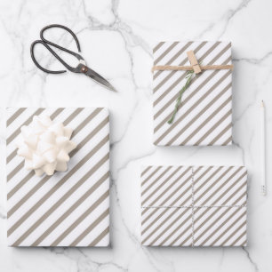 Braun-beige Streifenmuster Geschenkpapier Set