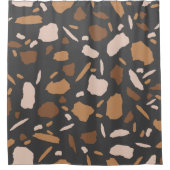 Braun, Beige, Tan und Gray Terrazzo Muster Duschvorhang (Vorderseite)
