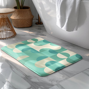Braun Beige Türkis Blau Mintgrün Kreise Muster Badematte