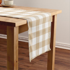 Braun Beige Weiß Gingham Karo Tischläufer