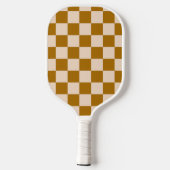 Braun-beiges Schachbrettmuster Pickleball Schläger (Rückseite)