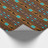 Braun Blau & Beige afrikanisches Muster & Löwen Geschenkpapier (Ecke)