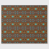 Braun Blau & Beige afrikanisches Muster & Löwen Geschenkpapier (Flach)