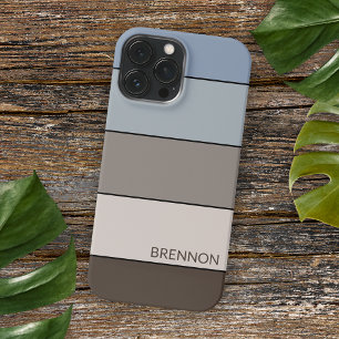 Braun Blau Taupe Grau Schwarz Streifen Kunst indiv iPhone 16 Pro Max Hülle
