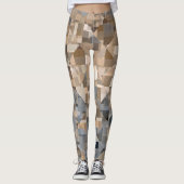 Braun/Blau Trendmuster Leggings (Vorderseite)