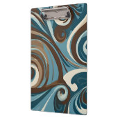 Braun, Blau und Creme Abstrakt Klemmbrett (Links)