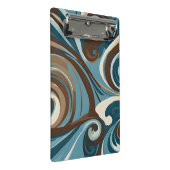 Braun, Blau und Creme abstrakt Mini Klemmbrett (Schrägansicht)