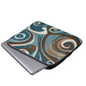 Braun-, Blau- und Cremefarbenes Abstract Laptopschutzhülle (Vorne Knopf)