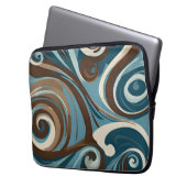 Braun-, Blau- und Cremefarbenes Abstract Laptopschutzhülle (Vorderseite Links)