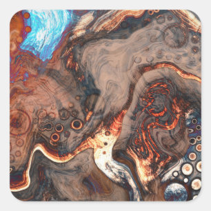 Braun, blau und orange Moderne Kunst    Quadratischer Aufkleber