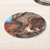 Braun, blau und orange Moderne Kunst Runder Pappuntersetzer (Angewinkelt)