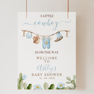 Braun blaue Cothes Cowboy Babydusche Begrüßungszei Fotodruck