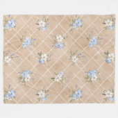 Braun Blaue Weiße Blumen Fleecedecke (Vorderseite (Horizontal))