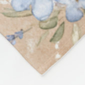 Braun Blaue Weiße Blumen Fleecedecke (Ecke)