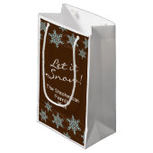 Braun/Blauer Schneeflockenurlaub Winterwind Kleine Geschenktüte (Vorderseite Schrägansicht)