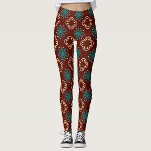 Braun-blaues Muster Leggings
