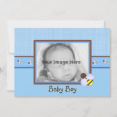 Braun & Blue Baby Boy Geburtserklärung Einladung (Vorderseite)