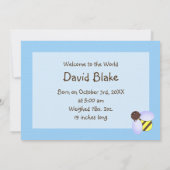 Braun & Blue Baby Boy Geburtserklärung Einladung (Rückseite)