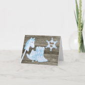 Braun Blue Cowboy Baby Dusche Danke Karten (Vorderseite)