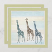 Braun Blue Giraffes Baby Dusche Einladung (Vorne/Hinten)