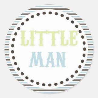 Braun & Blue Little Man Babyduschenaufkleber Runder Aufkleber