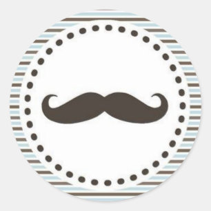 Braun & Blue Mustache Babyaufkleber Runder Aufkleber