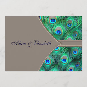 Braun Blue Peacock Hochzeitseinladungen Einladung