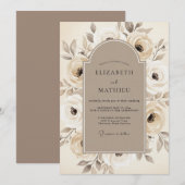 Braun-blühende Hochzeit Einladung (Vorne/Hinten)
