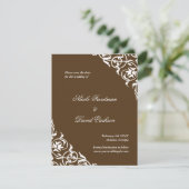 Braun blühte klassische Scrollhochzeit speichern S Save The Date (Stehend Vorderseite)