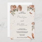 Braun-Blume-Hochzeitseinladungen Einladung (Vorne/Hinten)