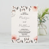 Braun-Blume-Hochzeitseinladungen Einladung (Stehend Vorderseite)